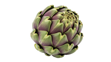 Fototapeta premium Isolated single raw artichoke on a plain surface, a Mediterranean healthy delicious vegetable