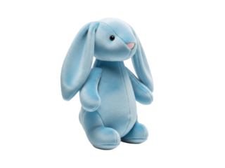 Isolated pastel plush bunny toy for kid, soft stuffed animal, gift idea for Easter or baby shower