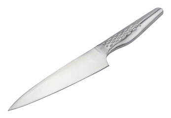 Japanese professional sharp knife isolated on a transparent background. Full depth of field. PNG.