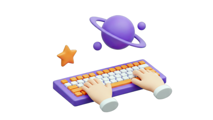 Typing in Space: Creative Concept on White