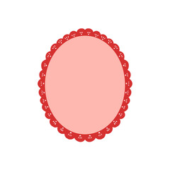 round frame with red ribbon