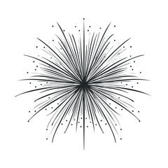 Obraz premium Graphic black and white starburst burst symbol with radiating lines and scattered elements perfect for celebration event designs and visual communication