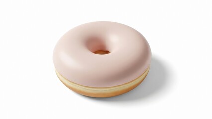 Pink Glazed Donut on White