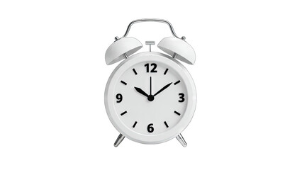 White Alarm Clock Showing Time - Isolated on White