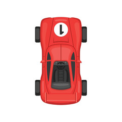 Naklejka premium Top View of a Red Race Car with Number 1 on the Hood