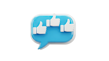 Thumbs Up Reactions in a Speech Bubble on White