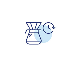 Filter coffee and clock. Cafe and brewing at home. Pixel perfect, editable stroke vector icon