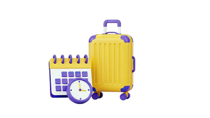 Travel Planning: Suitcase, Calendar, and Clock Concept