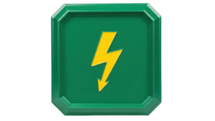 Isolated green electrical safety symbol, high voltage emblem for danger awareness