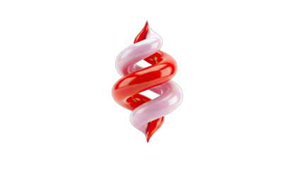 Twisted Red and Pink Shape on White Background