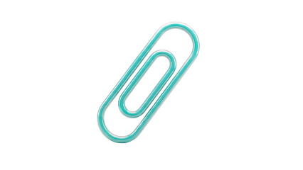 Obraz premium Turquoise Paperclip Isolated on White Background