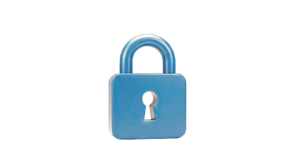 Blue Padlock on White Background: Security Concept