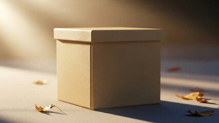 Square Cardboard Box in Warm Sunlight
