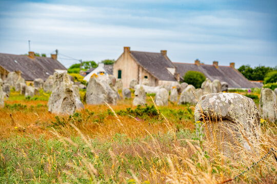 Carnac alignments view in France	