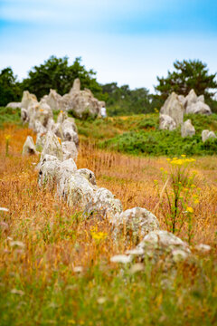 Carnac alignments view in France	