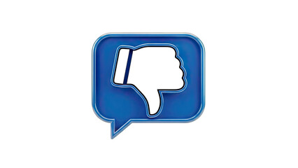 Thumbs Down Icon in Blue Speech Bubble on White