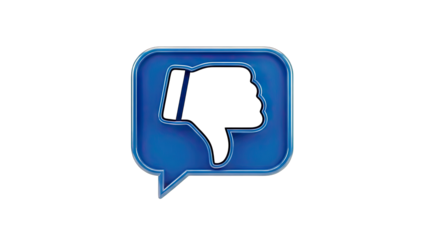 Thumbs Down Icon in Blue Speech Bubble on White