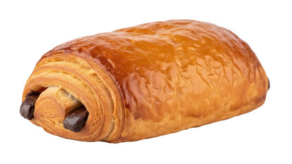 Isolated, fresh pain au chocolat for breakfast or dessert with chocolate filling inside