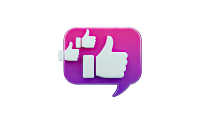 Thumbs Up Icons in Speech Bubble on White Background