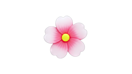 Cartoon Cherry Blossom Flower on White Background