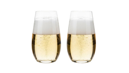 Isolated glasses of refreshing champagne, alcoholic drink, toast, celebration, holiday
