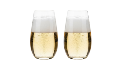 Isolated glasses of refreshing champagne, alcoholic drink, toast, celebration, holiday
