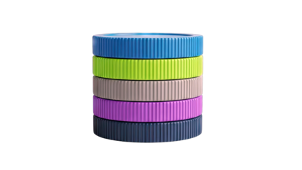 Stacked Colorful Discs on White Background
