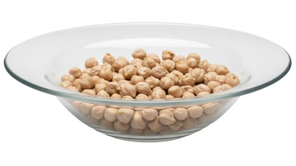 Isolated chickpeas in glass bowl, uncooked, fresh, nutritious, vegan staple, healthy food