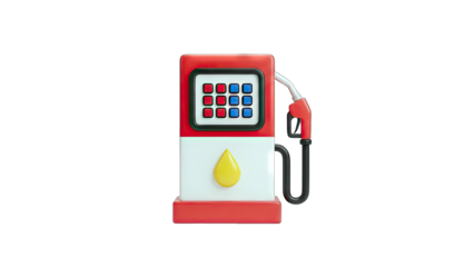 Cartoon Gas Pump with Fuel Nozzle on White Background