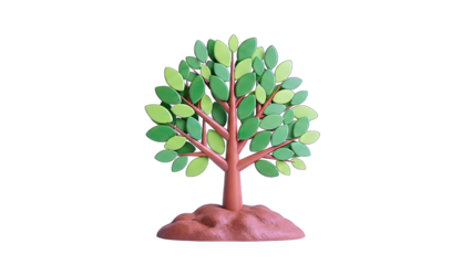 Stylized Tree with Leaves on White Background