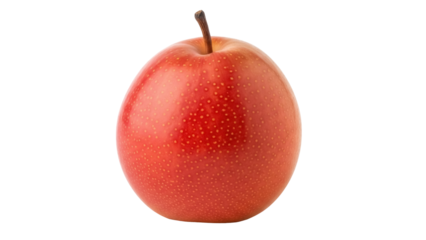 Isolated red apple with stem, rich color, healthy eating, and fresh fruit benefits
