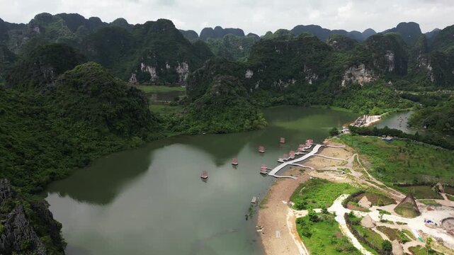 Tr&agrave;ng An is a scenic area near Ninh B&igrave;nh, Vietnam, Asia . Situated on the southern bank of the Red River Delta, it is characterized by karst formations and valleys with steep slopes. Explore the UNESC