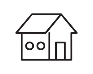 Minimalist House Icon Outline on White Background - Home and Real Estate Symbol