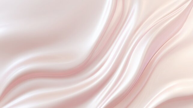 Smooth flowing wave pattern with pearl white and blush pink gradient, collagen and skin elasticity concept, soft satin finish, luxury cosmetic