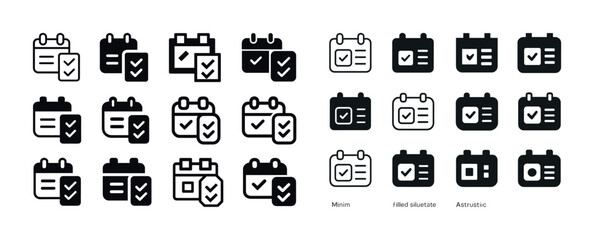 Calendar and checklist icons in various styles