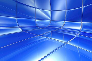 abstract blue background with glass windows and curved lines for futuristic digital wallpaper and design