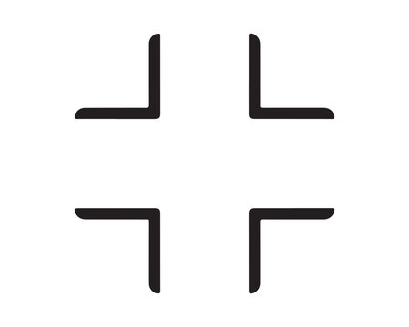 Black Focus Frame Icon or Crop Marks Symbol on White Background