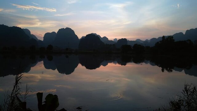 Asia, Ninh B&igrave;nh and Tam Coc  in the Red River Delta region of Vietnam -  limestone karst formations emerge from rice paddies and rivers "Halong Bay on Earth" -  countryside flooded by typhoon