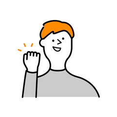 ガッツポーズをする笑顔の人物のイラスト