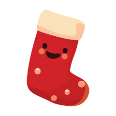 Christmas sock character icon vector illustration design graphic flat style red color