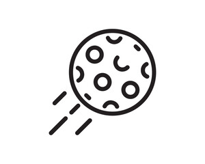 Flying Moon or Asteroid Icon - Space Object Motion Outline Vector