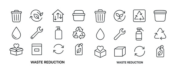 Fototapeta premium Simple recycling and waste reduction icons collection