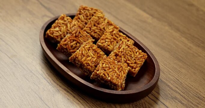 Tilgul Chikki on Plate &ndash; Traditional Sesame and Jaggery Indian Sweet Snack