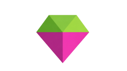 Isolated Geometric Diamond Shape, Abstract Design, Modern Element, Pink Green, Simple Icon