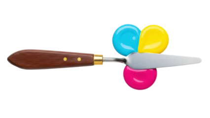 Isolated Palette knife smears colorful oil paints for art concept with no background.