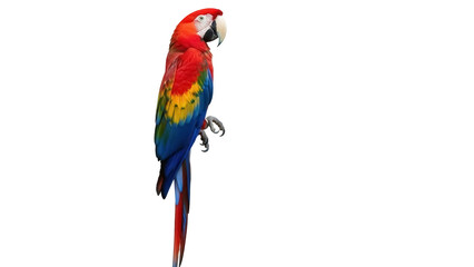 Isolated, beautiful macaw perched, vibrant plumage, exotic bird, scarlet macaw portrait