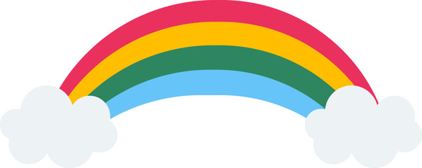 Cartoon rainbow. Colourful rainbows, heart and cloud with rainbow colors tail. Hand drawn color vector illustration set. Cartoon rainbow doodle.