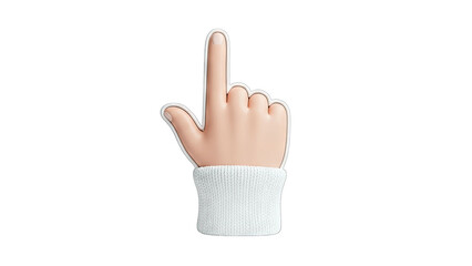 Obraz premium 3D Hand Pointing Up on White Background