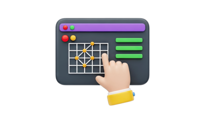 3D Hand Interacting with Data Chart on Screen - Analytics Concept
