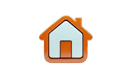 3D House Icon Isolated on White Background